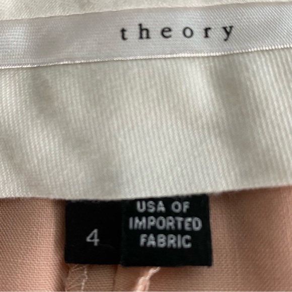 Theory Blush Pink Wool Mid Rise Flat Front Straight Leg Trouser Pants Size 4 - Picture 7 of 8